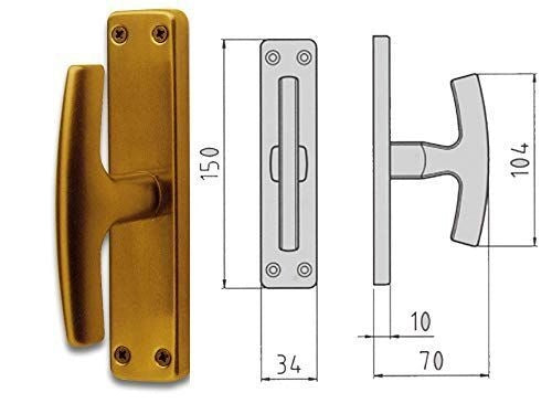 Ghidini 0910092 Gabry Maniglia Cremonese per Finestre Alluminio Anodizzato EZ Q7 150x34 mm colore Bronzo