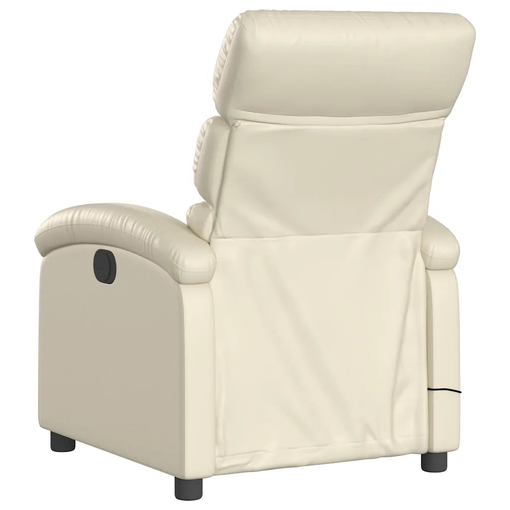 Divano Sedia-Poltrona Massaggiante Elettrica Reclinabile Crema Similpelle 334503