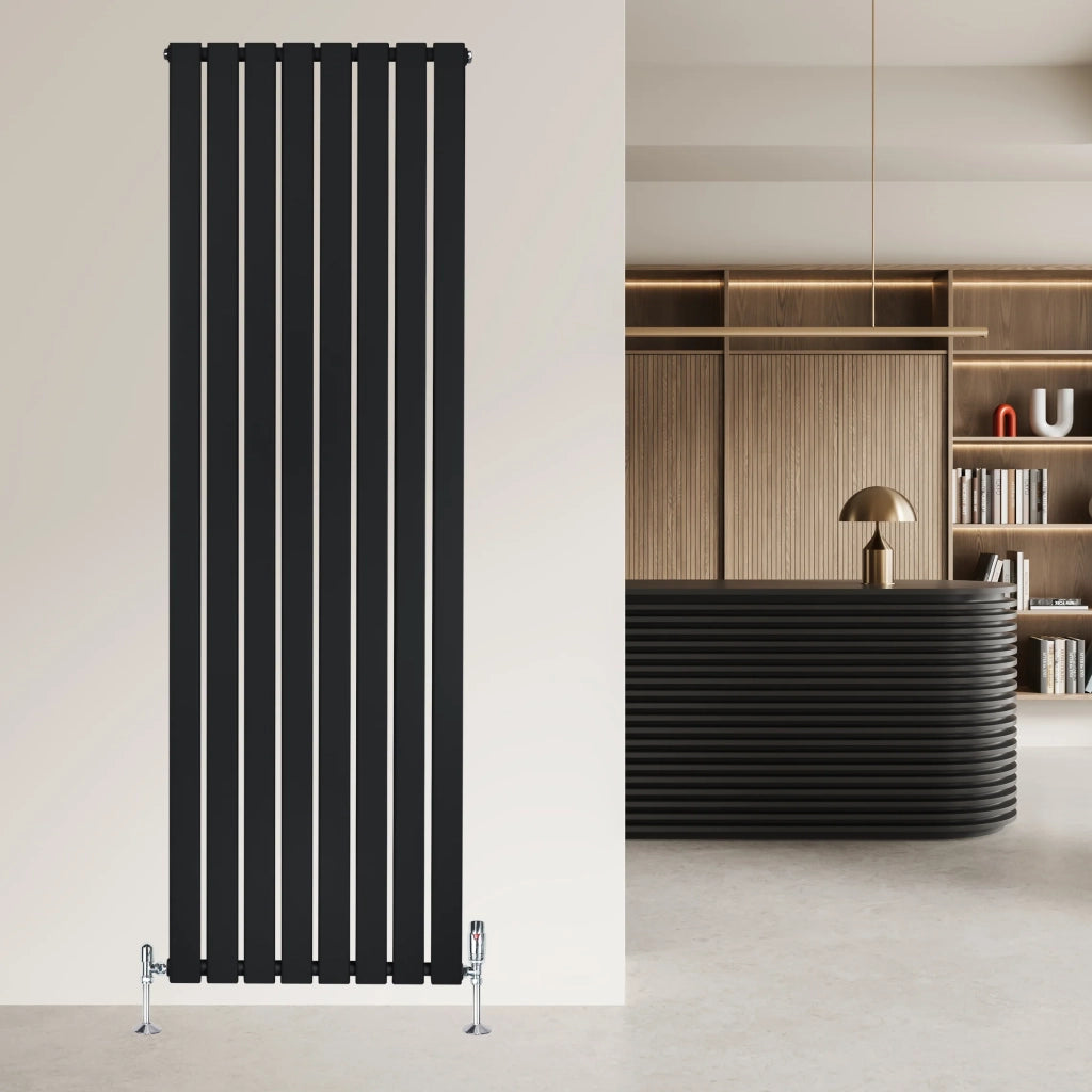 Radiatore Verticale Design Piatto Colonna Singola Nero 1800x560 mm