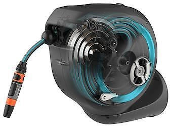 Gardena 18610-20 avvolgitubo da giardino Rocchetto montato a muro Automatico Grigio, Turchese