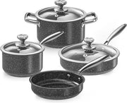Set da cucina in acciaio inossidabile 7 pezzi con rivestimento antiforfora e finitura granito