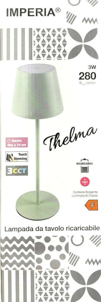 Imperia Lampada da tavolo led ricaricabile dimmerabile Thelma 3CCT 3W 280lm verde