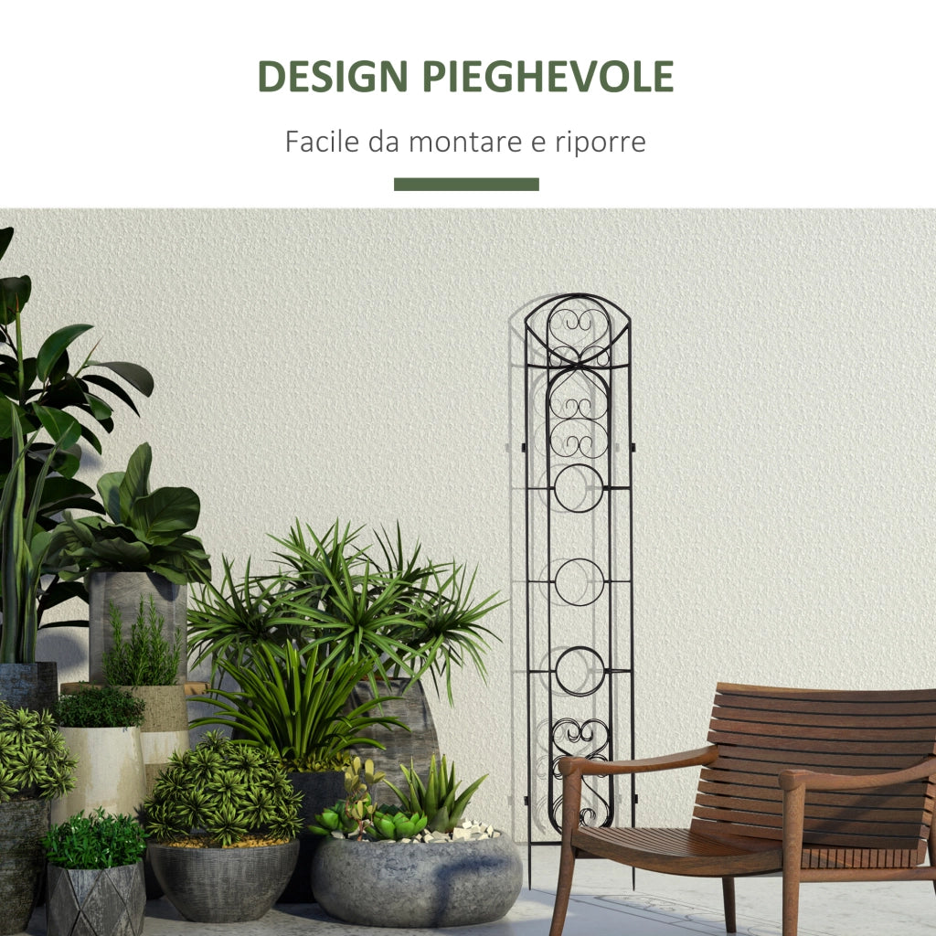 Portapiante Verticale Pieghevole da Esterno in Metallo ¨C Xylo ¨C 5 Vasi, Nero, 82x12.5x150cm