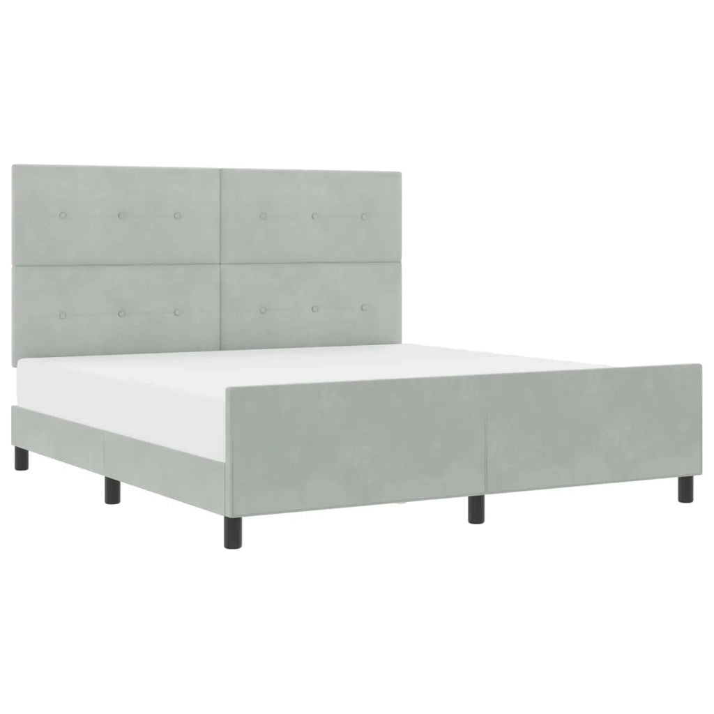 Letto a molle con testiera Grigio chiaro 180 x 200 cm Velluto