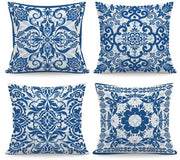Set di cuscini decorativi Chinoiserie Blu/Bianco - 45 x 45 cm - Cuscini con chiusura a zip nascosta - Lavabile in lavatrice - Cuscini con copri cuscino