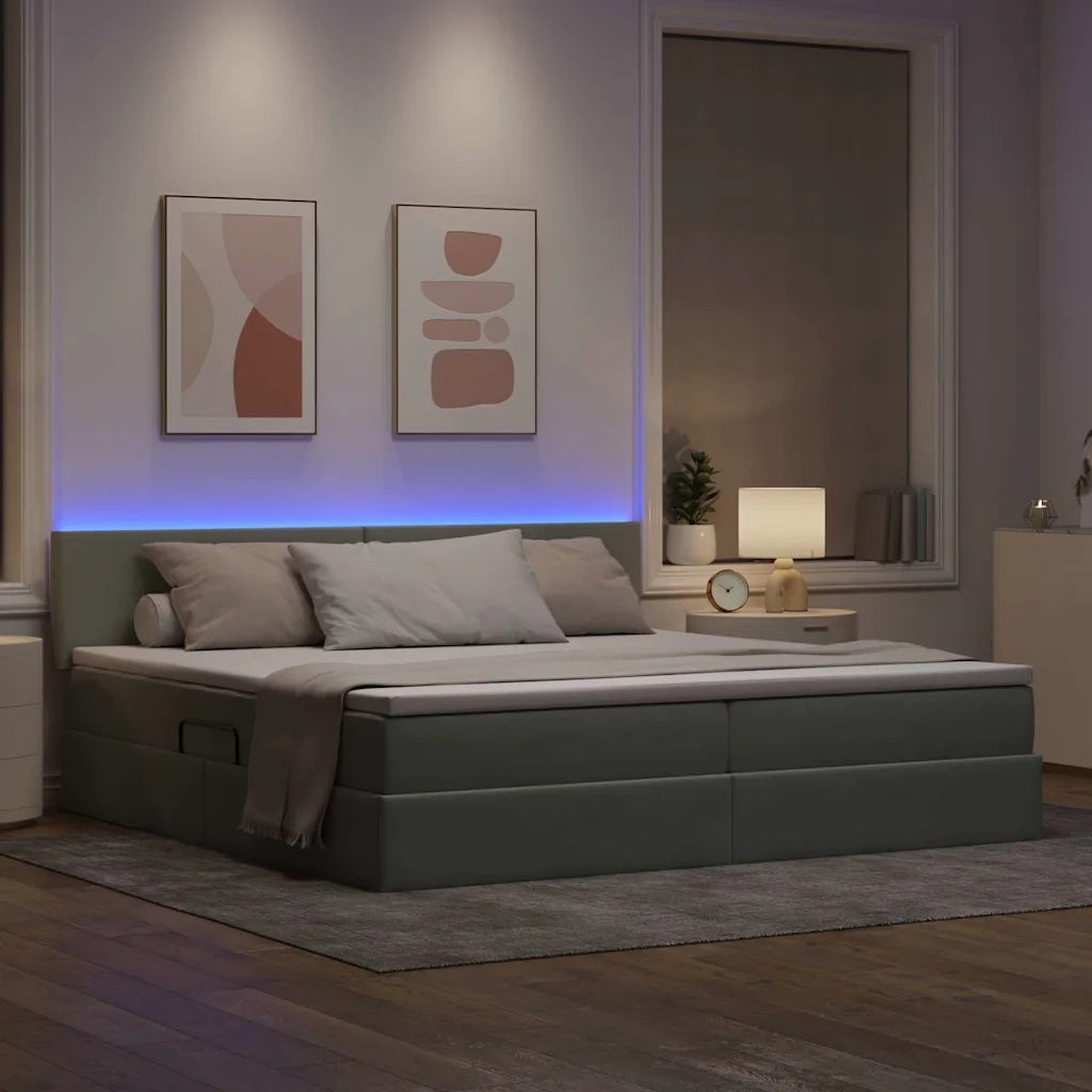 Letto con contenitore e LED Grigio chiaro 200 x 200 cm Velluto 3371355