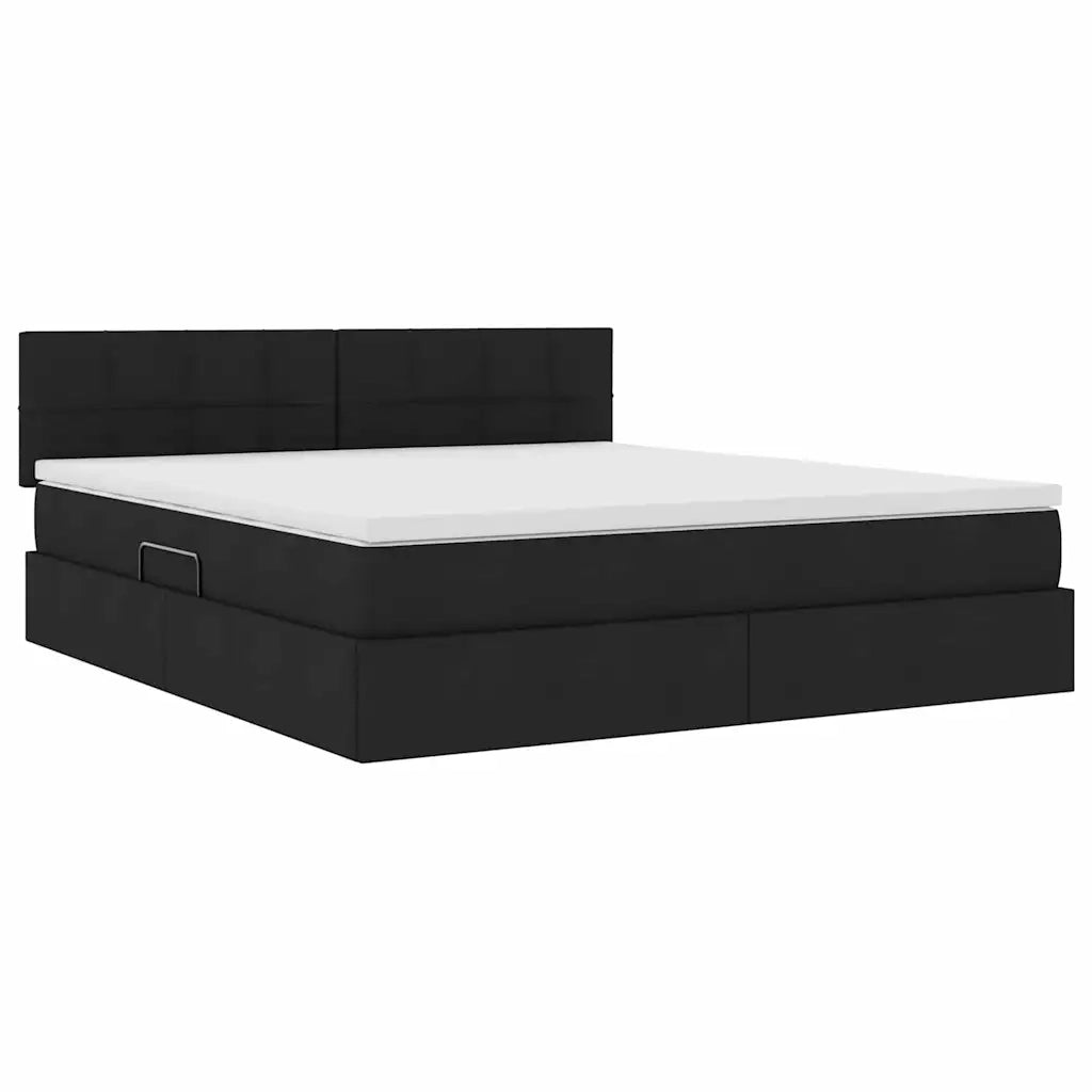 Letto con contenitore e LED con led Nero 160 x 200 cm Tessuto 3371156