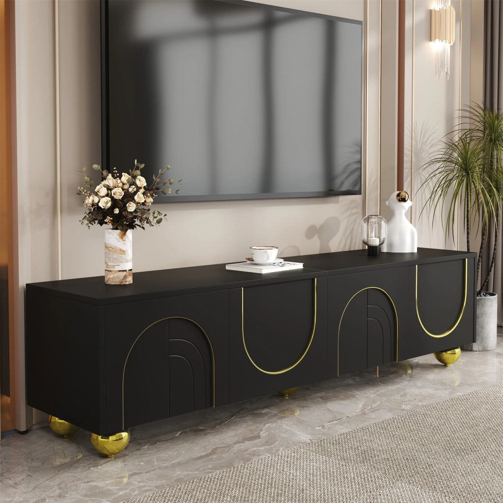 Cassettiera TV nera in truciolato; lunghezza 170 cm