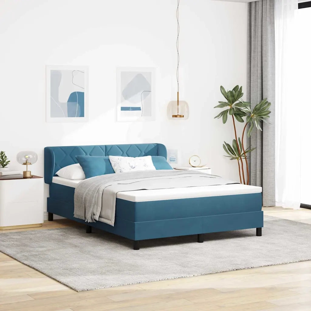Letto a molle con testiera Blu scuro 140 x 190 cm Velluto 3340440