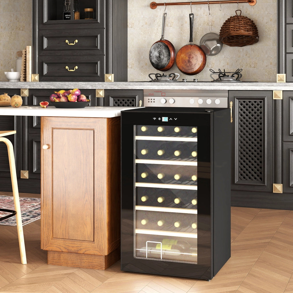 Cantinetta Vino 24 Bottiglie ¨C Xylo ¨C Temperatura Regolabile 5-20¡ãC, LED, Nero, 43x45x75cm