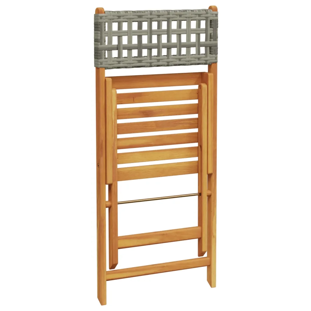 Set da Bistrot 3 pz | Set Salotto da Giardino Grigio in Polyrattan e Legno Massello