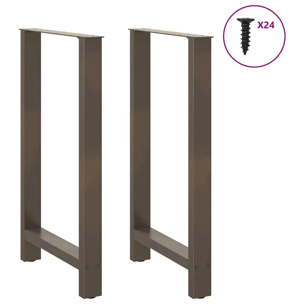 Set di 2 gambe per tavolo da bar 60 x 100 cm con piedini regolabili estetica moderna in acciaio naturale 02_0057587