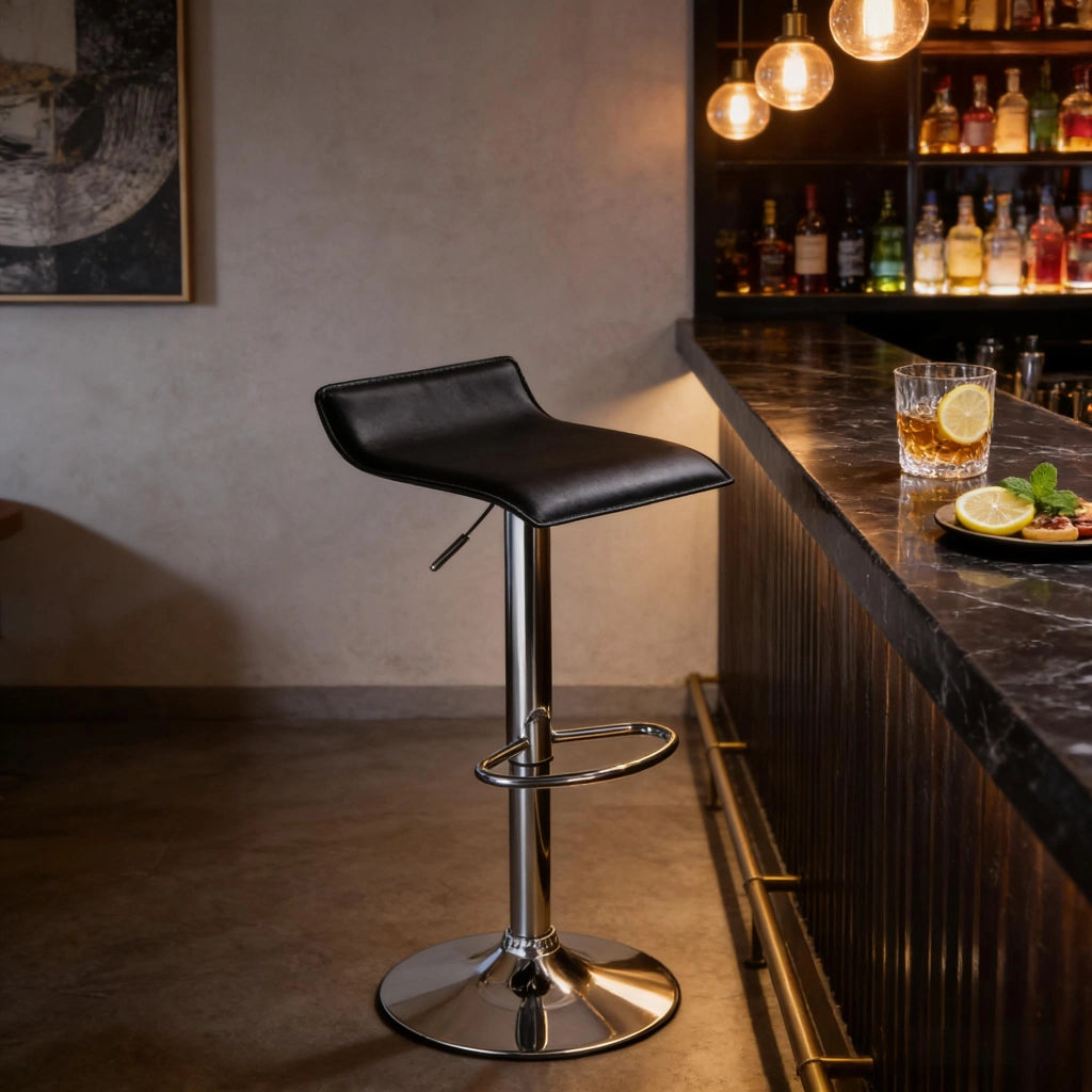 Sgabello da bar girevole con altezza regolabile e design ergonomico in similpelle nera