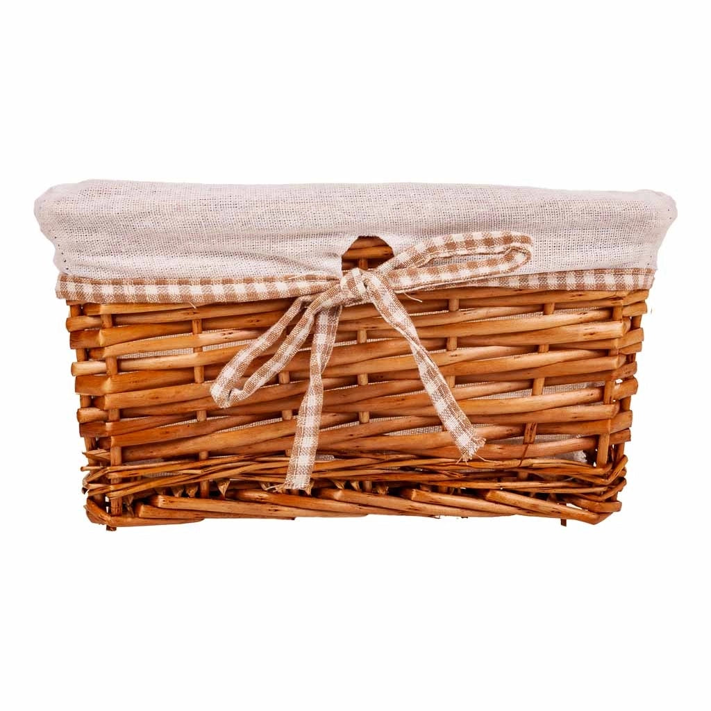 Set di 3 cestini in vimini foderati marroni