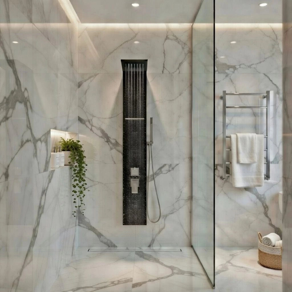 Colonna doccia pannello idromassaggio effetto cascata YH8122 MADRID - Nero