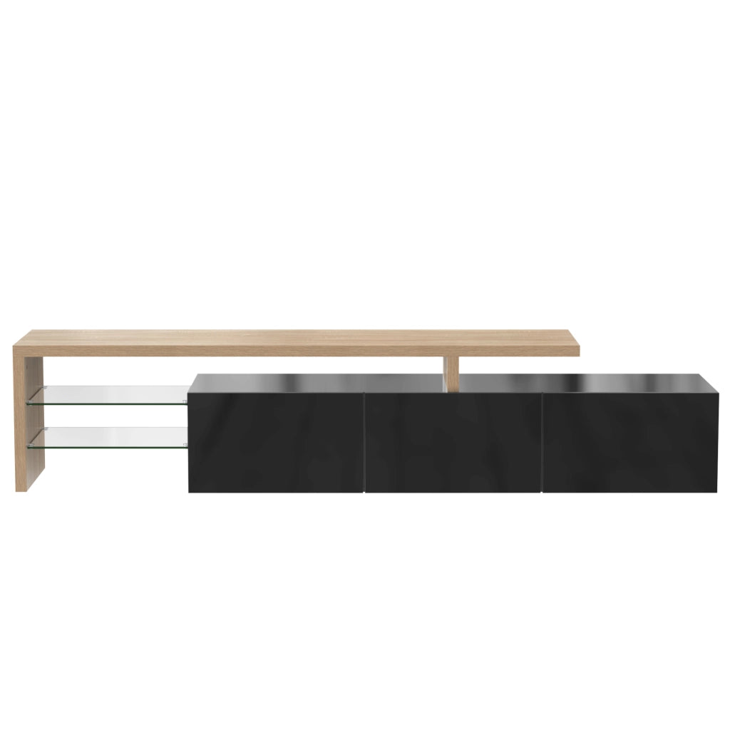 Mobile TV con 3 Ante e LED 7 Colori; Nero Lucido; in MDF e Vetro; 197;5¡Á39¡Á42 cm; Naturale