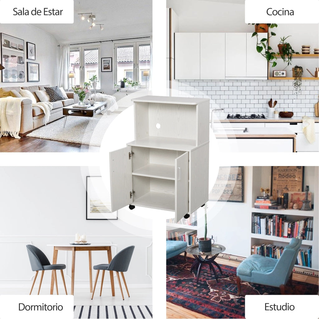 Mobile da cucina con ruote ¨C Xylo ¨C bianco 60,4x40,3x97 cm