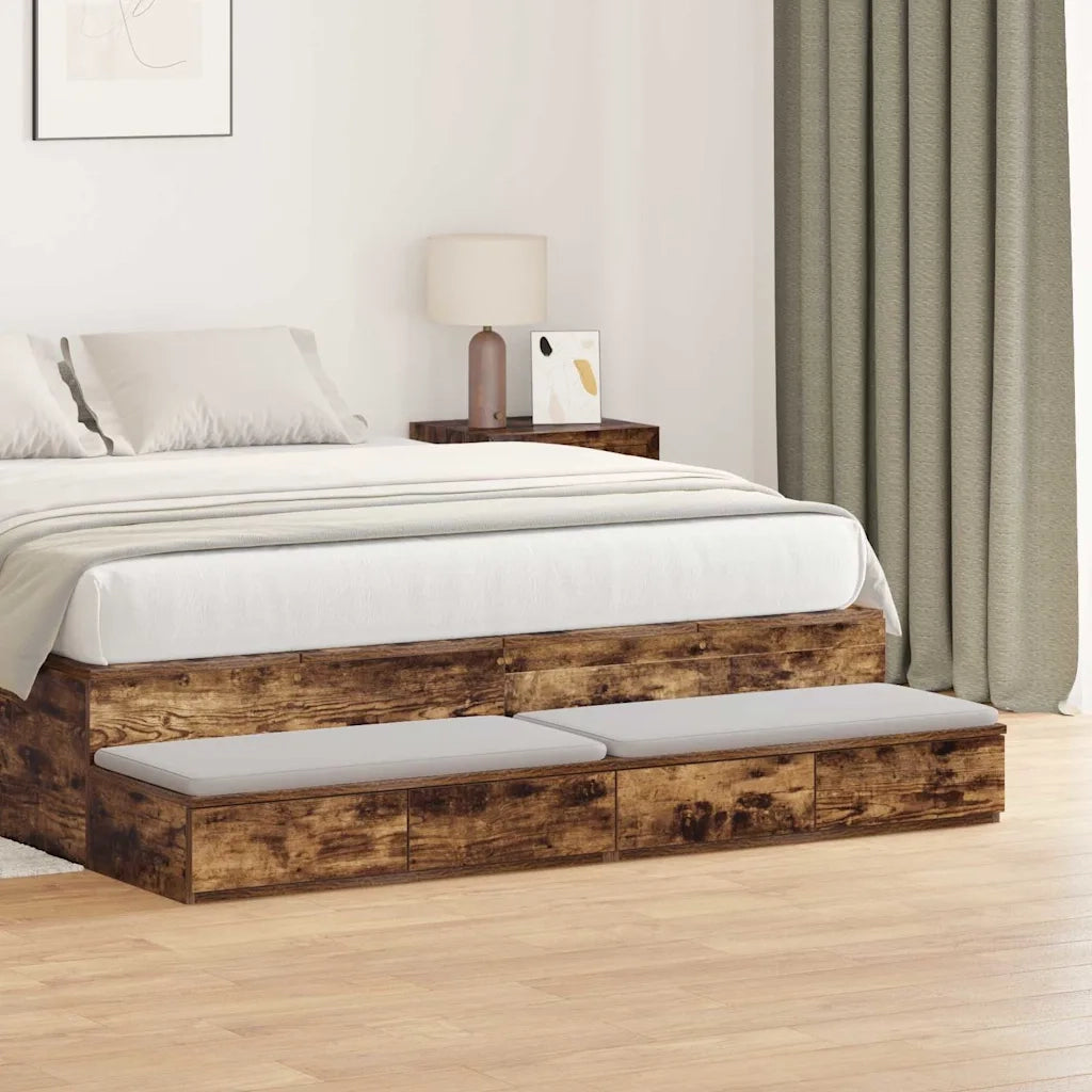 Cassetti per letto | Comodino | Armadio da Notte | Mobiletto da notte Rovere fum¨¦ 150 x 36,5 x 16,5 cm