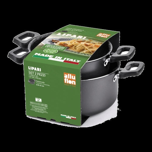 Moneta Lipari Set 2 Casseruole 20 cm 24 cm Alluminio Antiaderente Artech senza Nickel e BPA