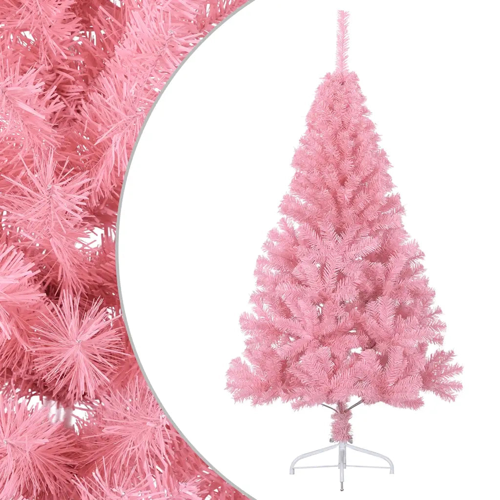 Albero di Natale | Decorazioni natalizie Artificiale a Met¨¤ con Supporto Rosa 150cm PVC