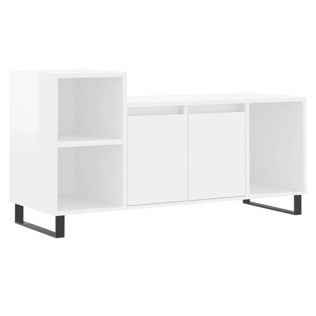 Mobile TV | Armadietto TV | Mobile Porta TV Bianco Lucido 100x35x55 cm in Legno Multistrato