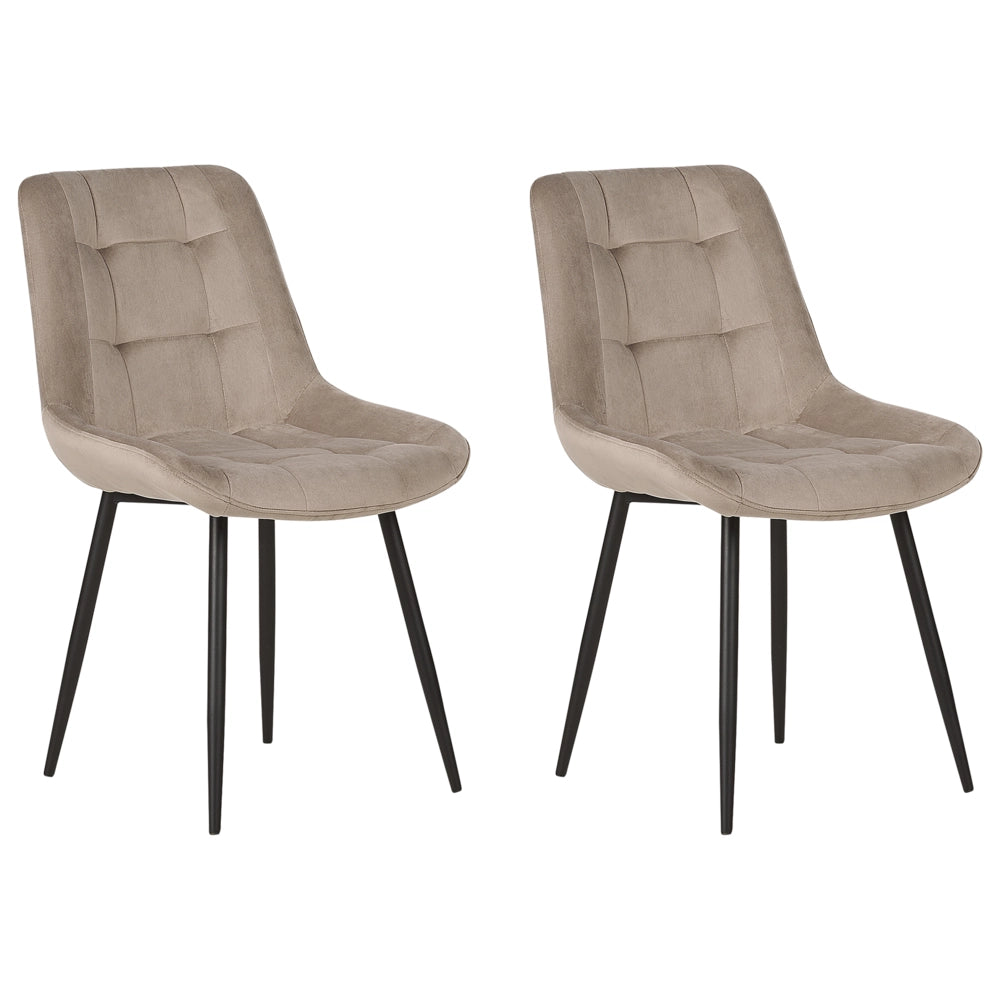 Set di 2 sedie da pranzo in velluto grigio gambe in acciaio Nero sedie moderne imbottite