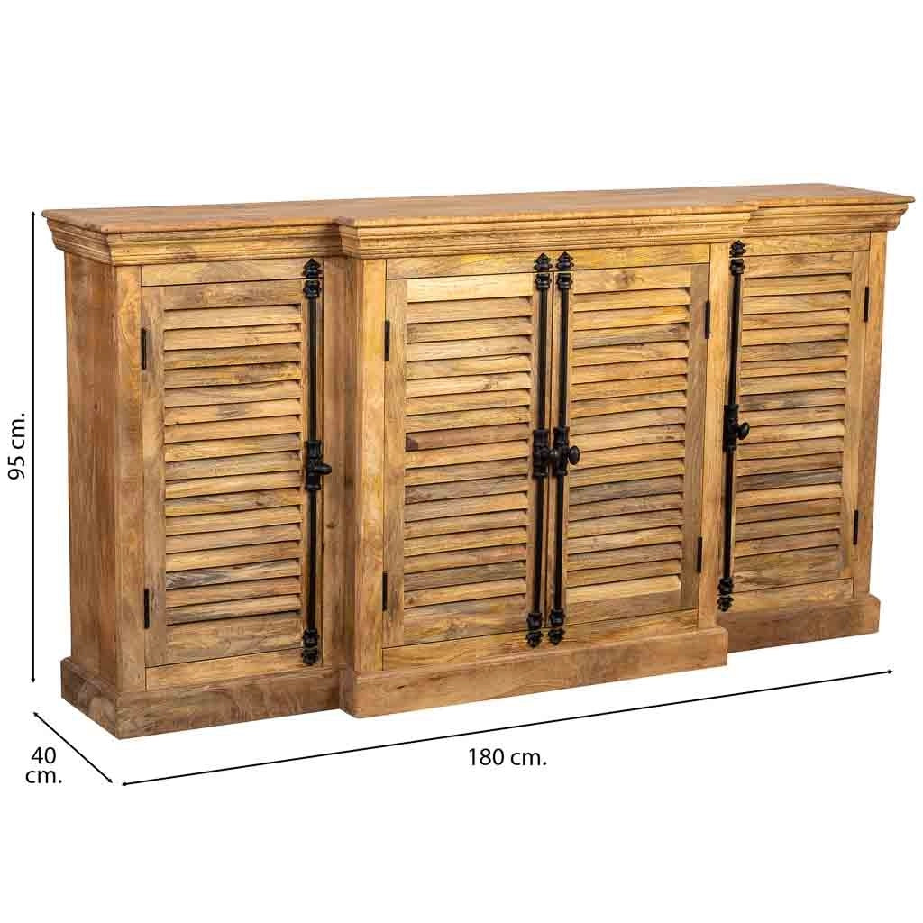 Credenza in legno naturale 180x40x95