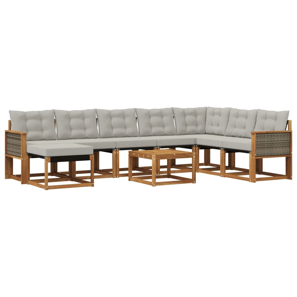 Set di divani da esterno 9 pcs Naturale e Grigio chiaro 3382155