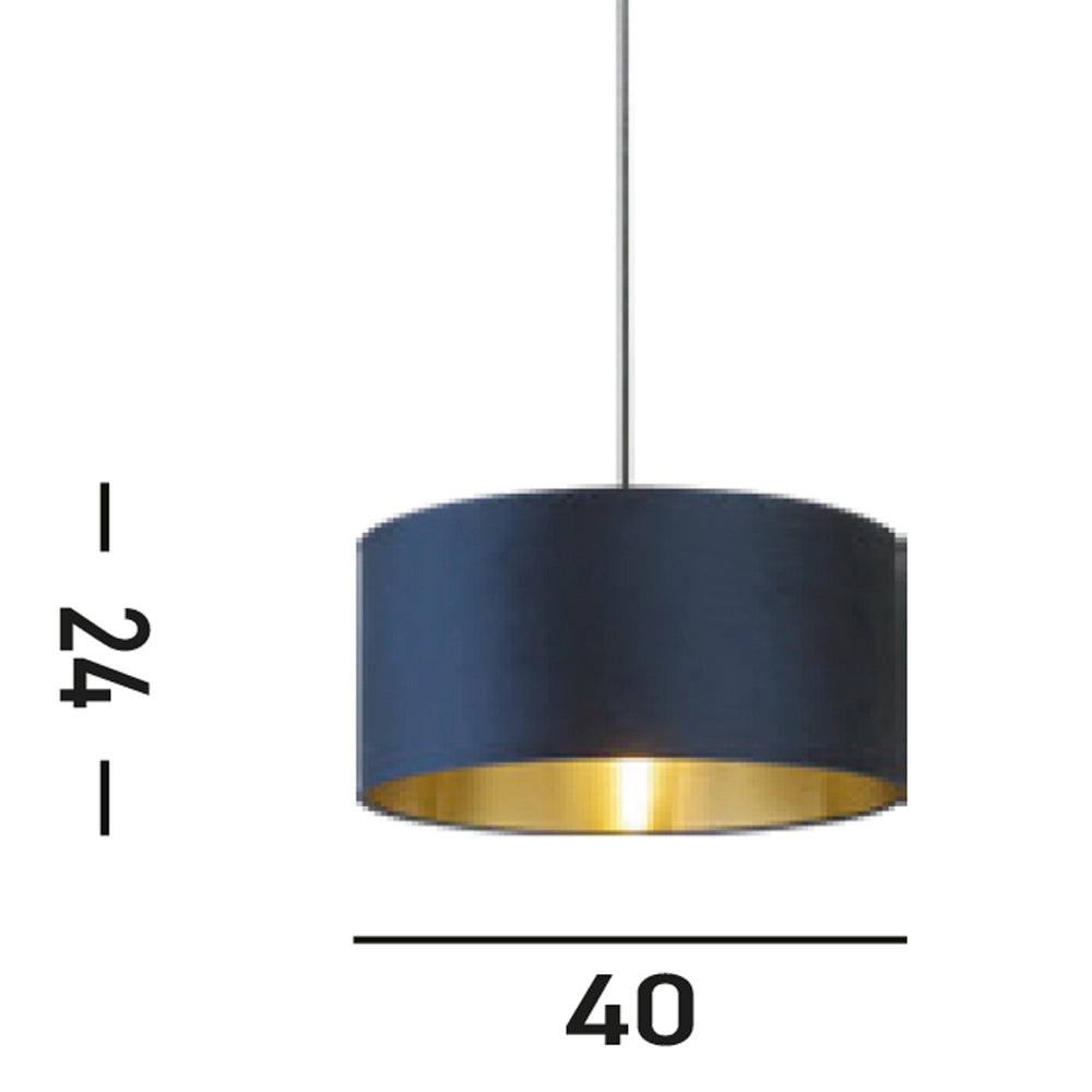 Paralume Contemporaneo Velluto Tessuto Blu Oro