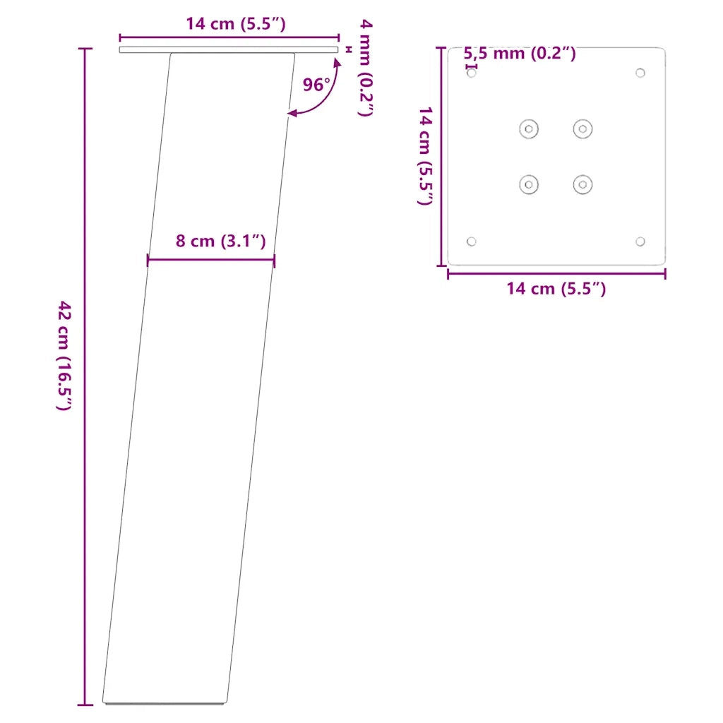 Gambe per tavolino 4 pz Antracite 42 cm Acciaio 4012502