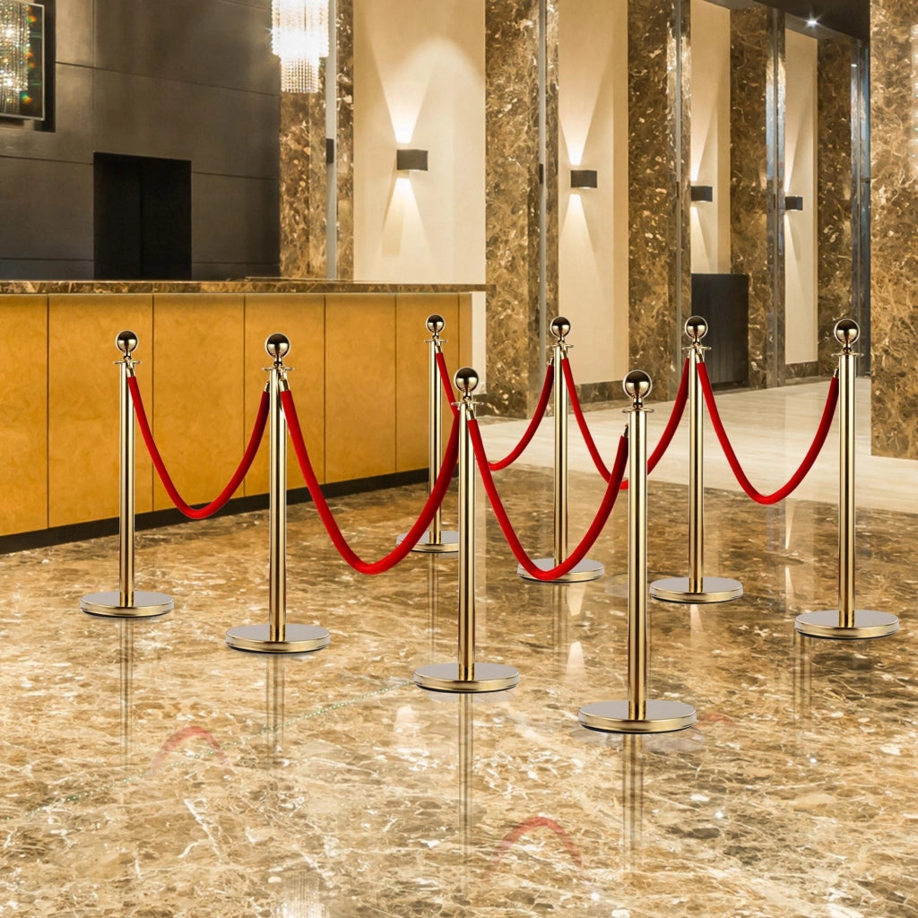 Colonnina Segnapercorso per Code Separatore in Acciaio Rosso e Oro