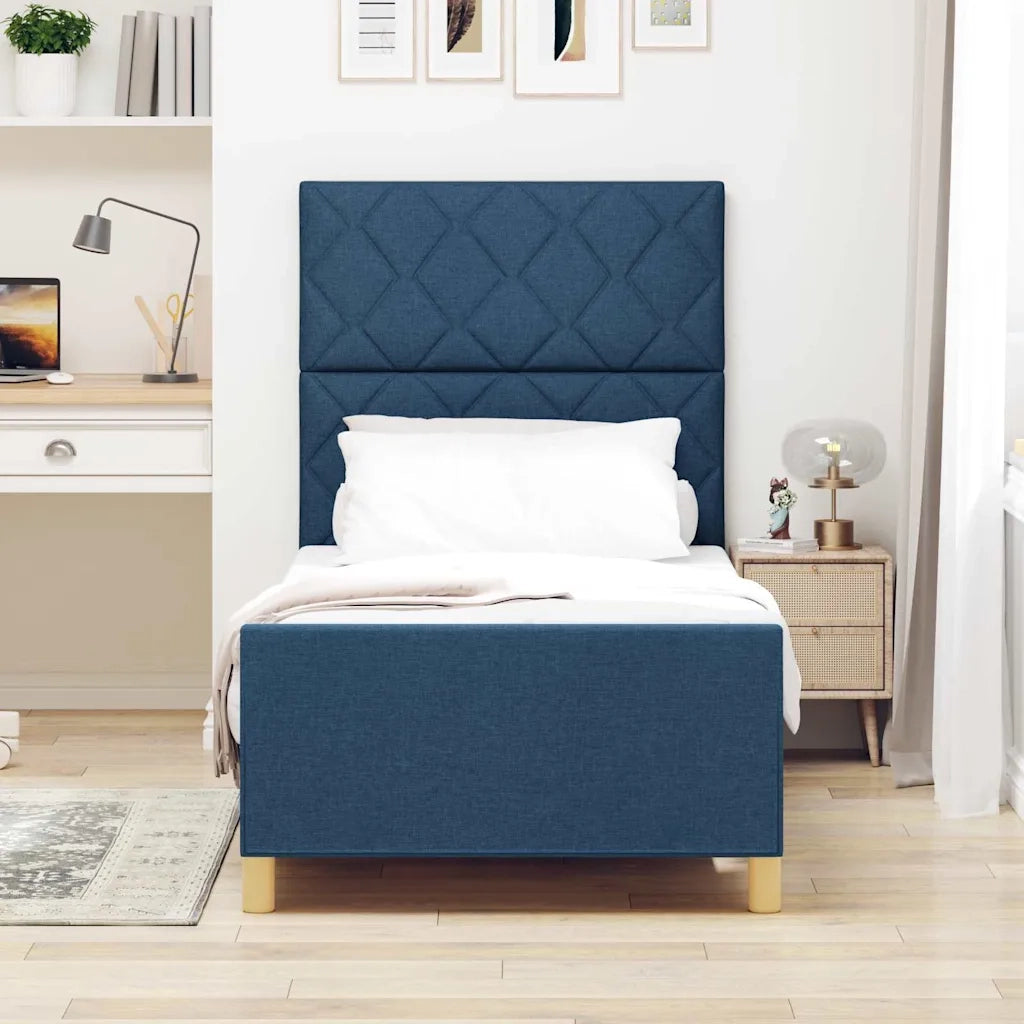 Struttura del letto con testiera Blu 100 x 200 cm Tessuto