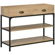 Consolle Ingresso con Cassetti e Ripiani ¨C Xylo ¨C Rovere Acciaio 100x35x79cm