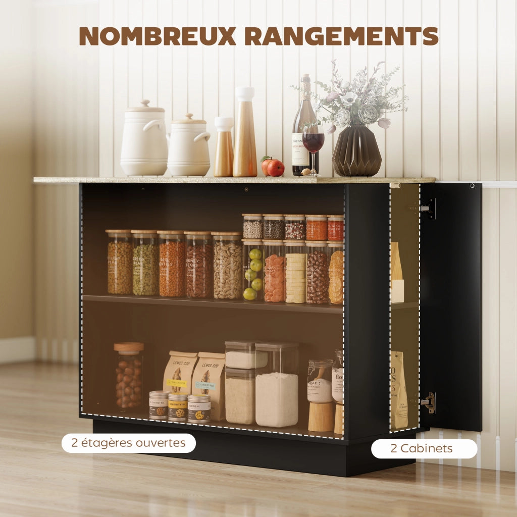 Carrello da cucina con piano di lavoro ¨C Xylo ¨C effetto legno nero 105x60 cm