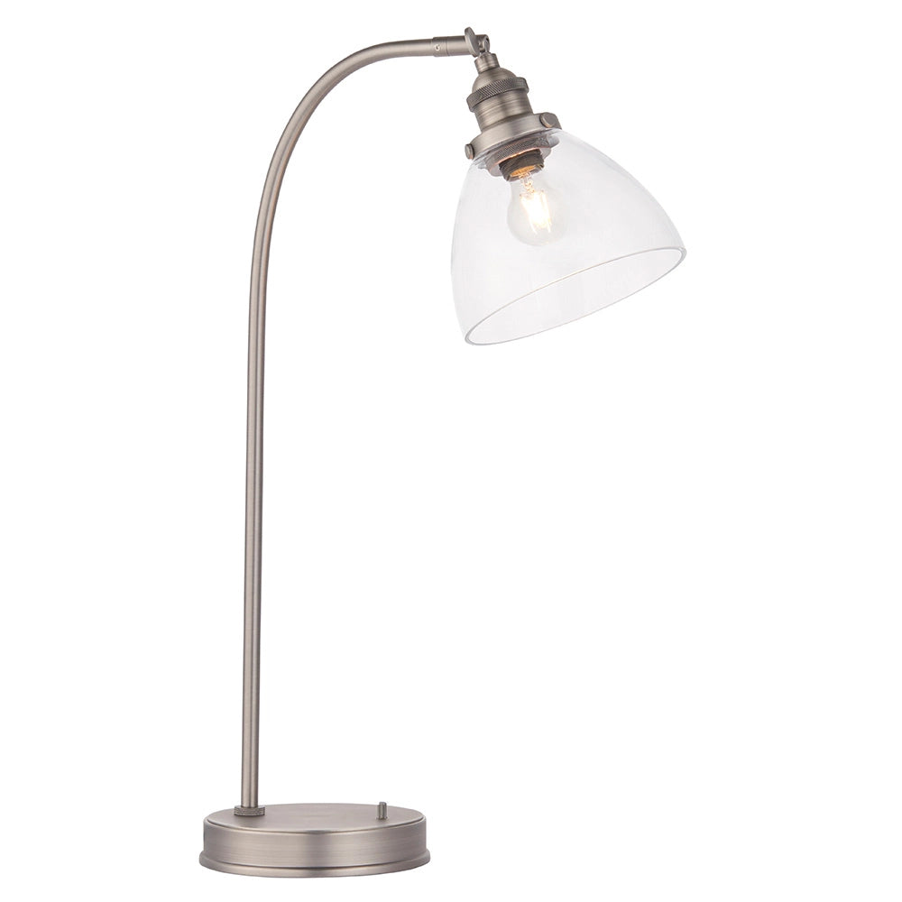 Lampada da scrivania industriale regolabile argento vetro E14