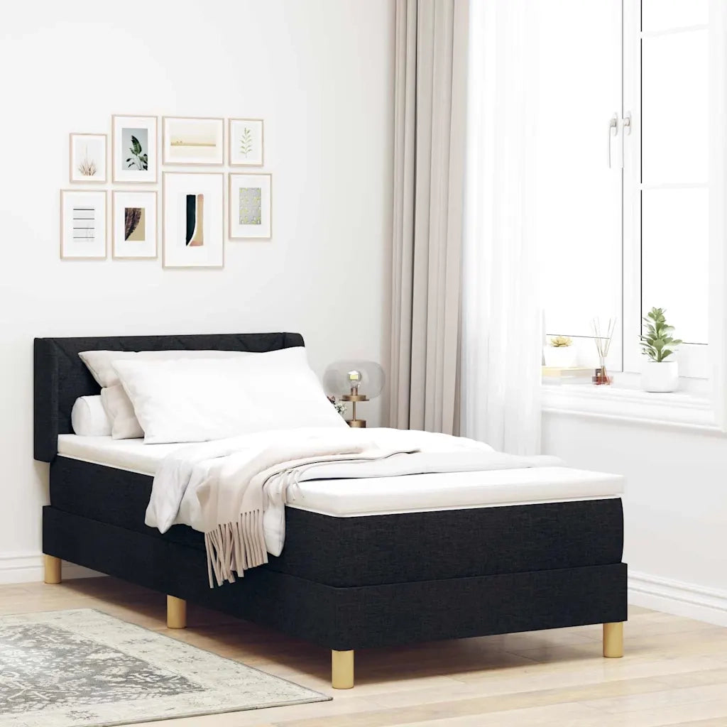 Letto a molle con materasso Nero 200 x 90 cm Poliestere