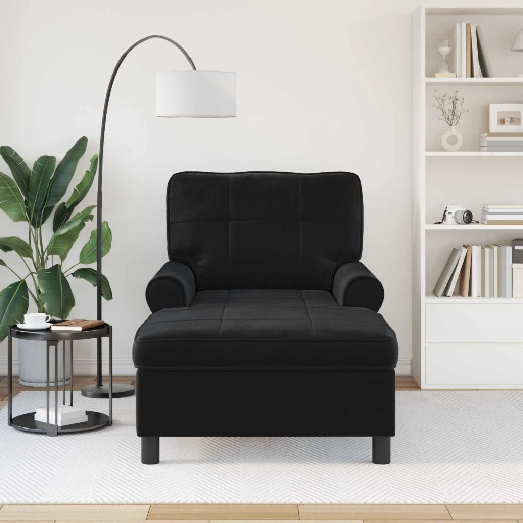Chaise Lounge | Sedia a Sdraio con cuscino Nero 91 x 157 x 91 cm Velluto CFW2688990