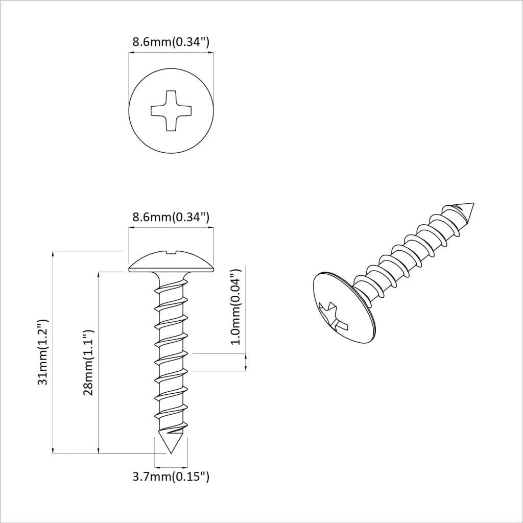 Vite in Legno 8182 pcs Argento M4 x 28 mm Ferro