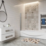 H.140 cm Sopravasca da Bagno da 90 cm Doccia Due Ante Pieghevoli a Libro Vetro Temperato 6 mm Anticalcare Telaio Cromato Lucido