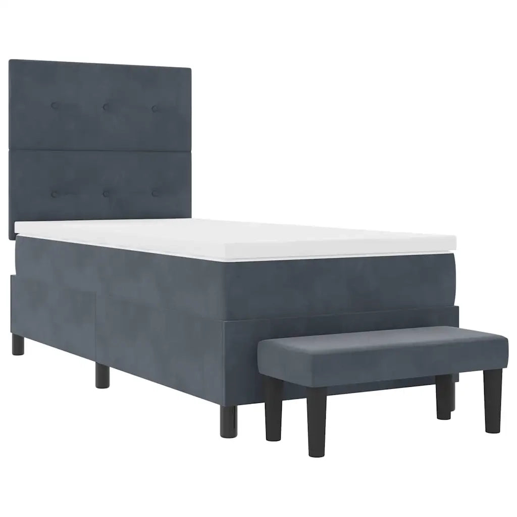 Letto a molle con materasso Grigio scuro 90 x 190 cm Velluto