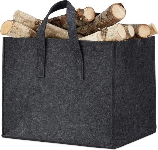 Sostegno di legno di focolare - cappotto di legna soffice - 345x43x365 cm - pieghevole - contenitore per giornali - antracite