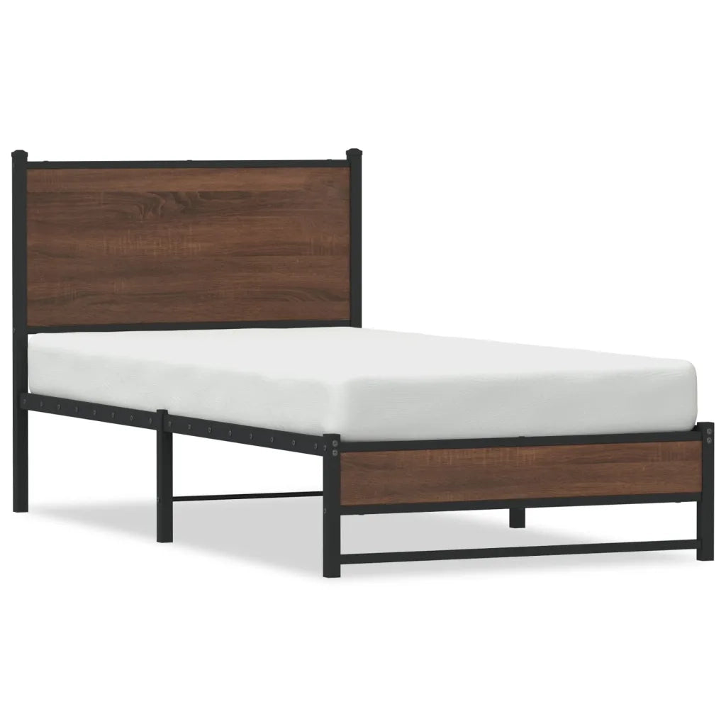 Giroletto senza Materasso-Struttura Letto in Metallo Rovere Marrone 75x190 cm 851563