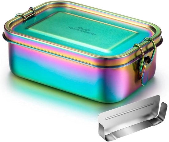 Borsa da Picnic in Acciaio Inossidabile da 800 ml con Divisore Removibile - Borsa da Pranzo Metallica per Bambini e Adulti - Contenitore da Pranzo Ermetico