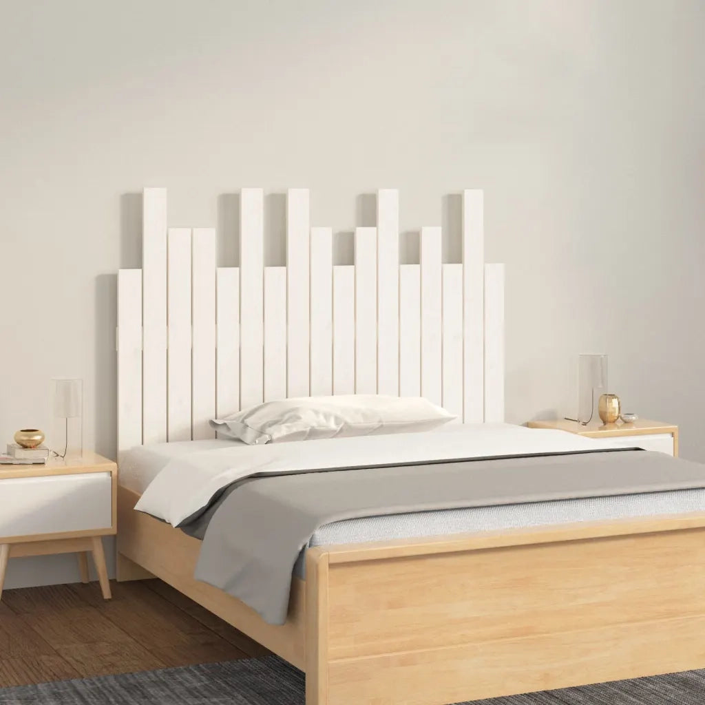 Testiera | Testata da Parete Bianca 108x3x80 cm in Legno Massello di Pino