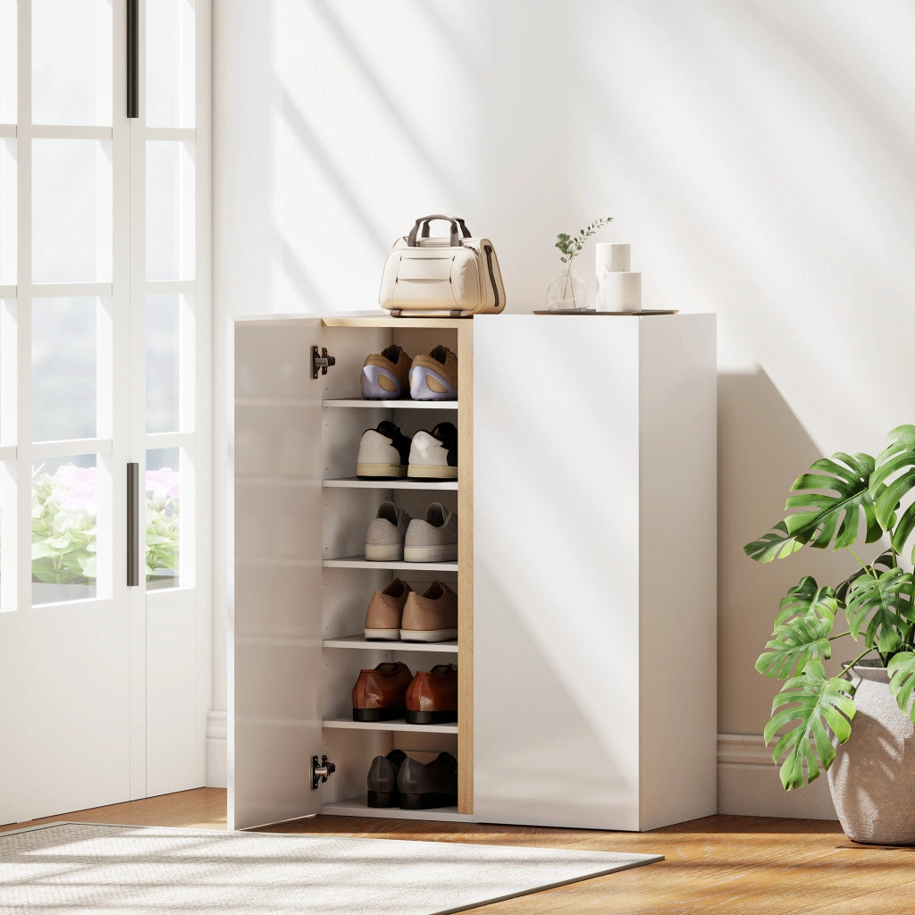 Scarpiera 6 Ripiani con Ante Soft-Close ¨C zephmum ¨C Legno Bianco 80x30x100