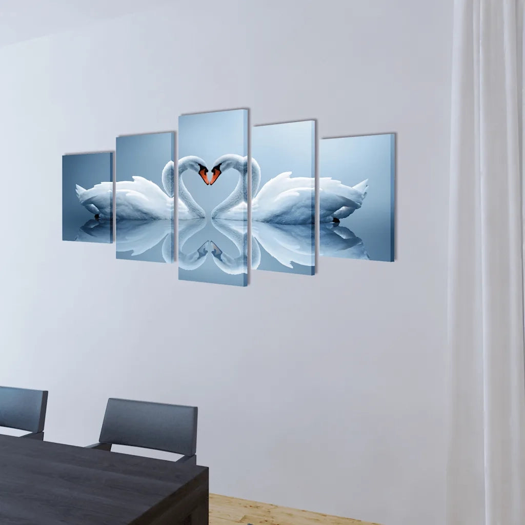 5 pz Set Stampa su Tela da Muro Cigno 200 x 100 cm CFW9925434