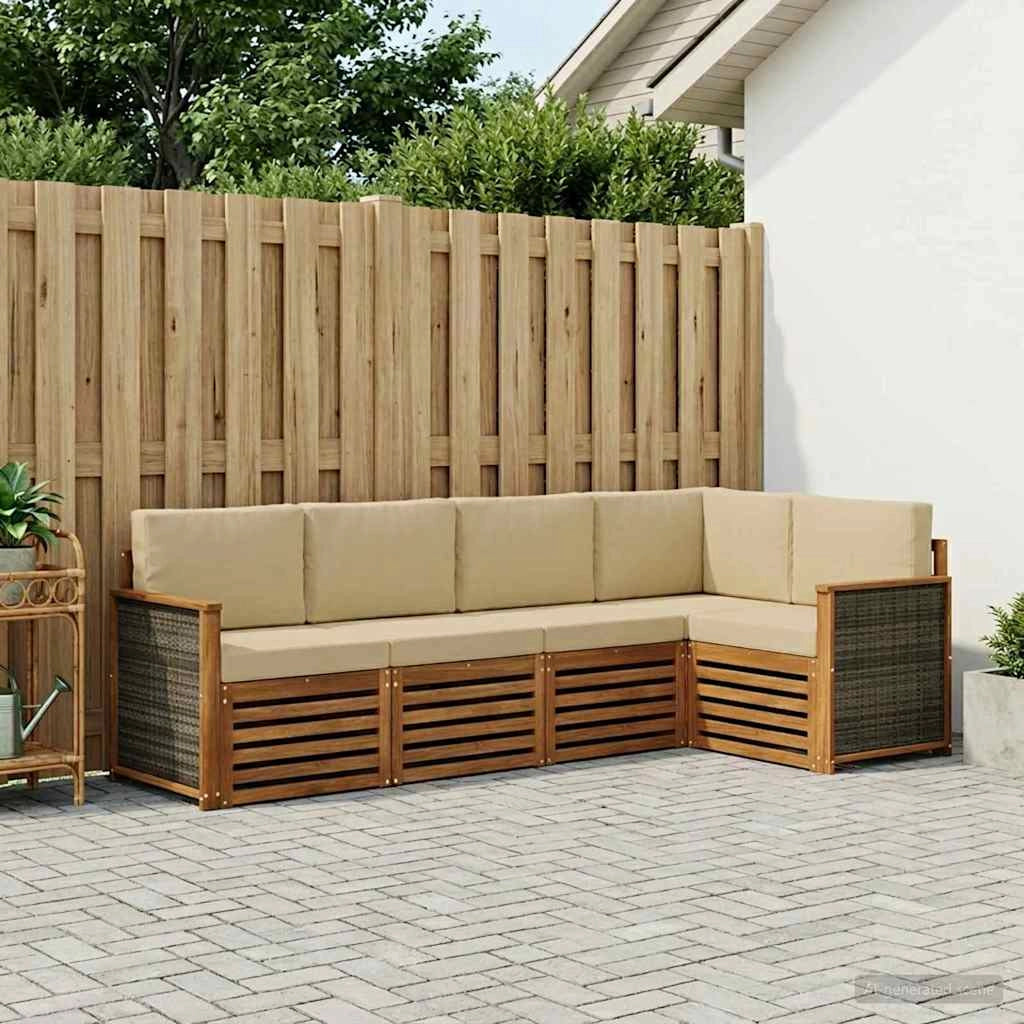 Set di divani da esterno 6 pz Naturale 3384469