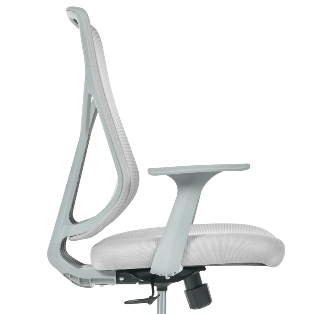 Sedia da ufficio grigio chiaro con rivestimento in rete, base girevole, altezza regolabile, braccioli, per ufficio domestico, stile moderno