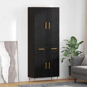 Credenza-Buffet-Armadio da cucina Rovere Nero 69,5 x 34 x 180 cm Legno multistrato 697117