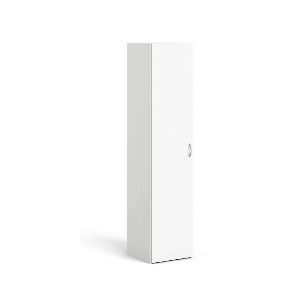 Armadio guardaroba ad anta singola con tre ripiani Am, colore bianco, Misure 39 x 175 x 41 cm